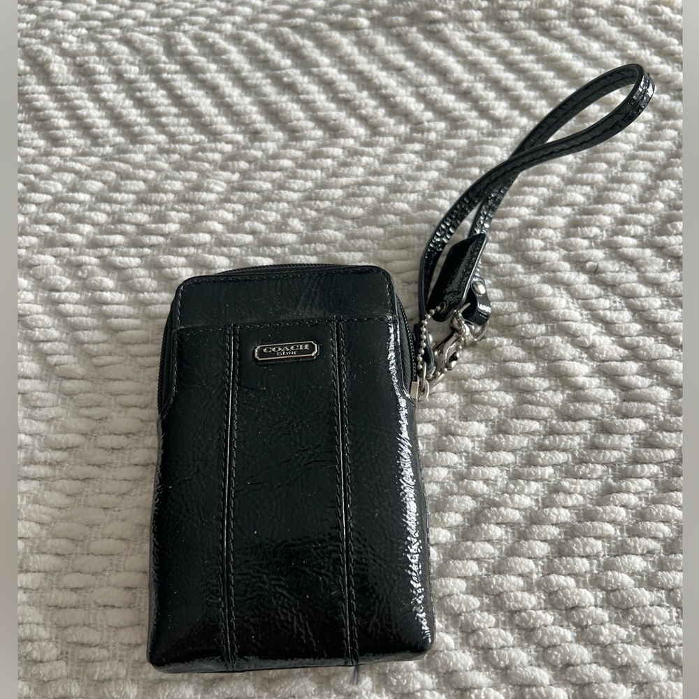 Patent Black Coach Wristlet